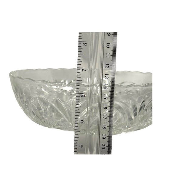 Vintage Indiana Glass Bowl Clear  Pressed Starburst Pattern Scalloped Rim 8" - Picture 3 of 6